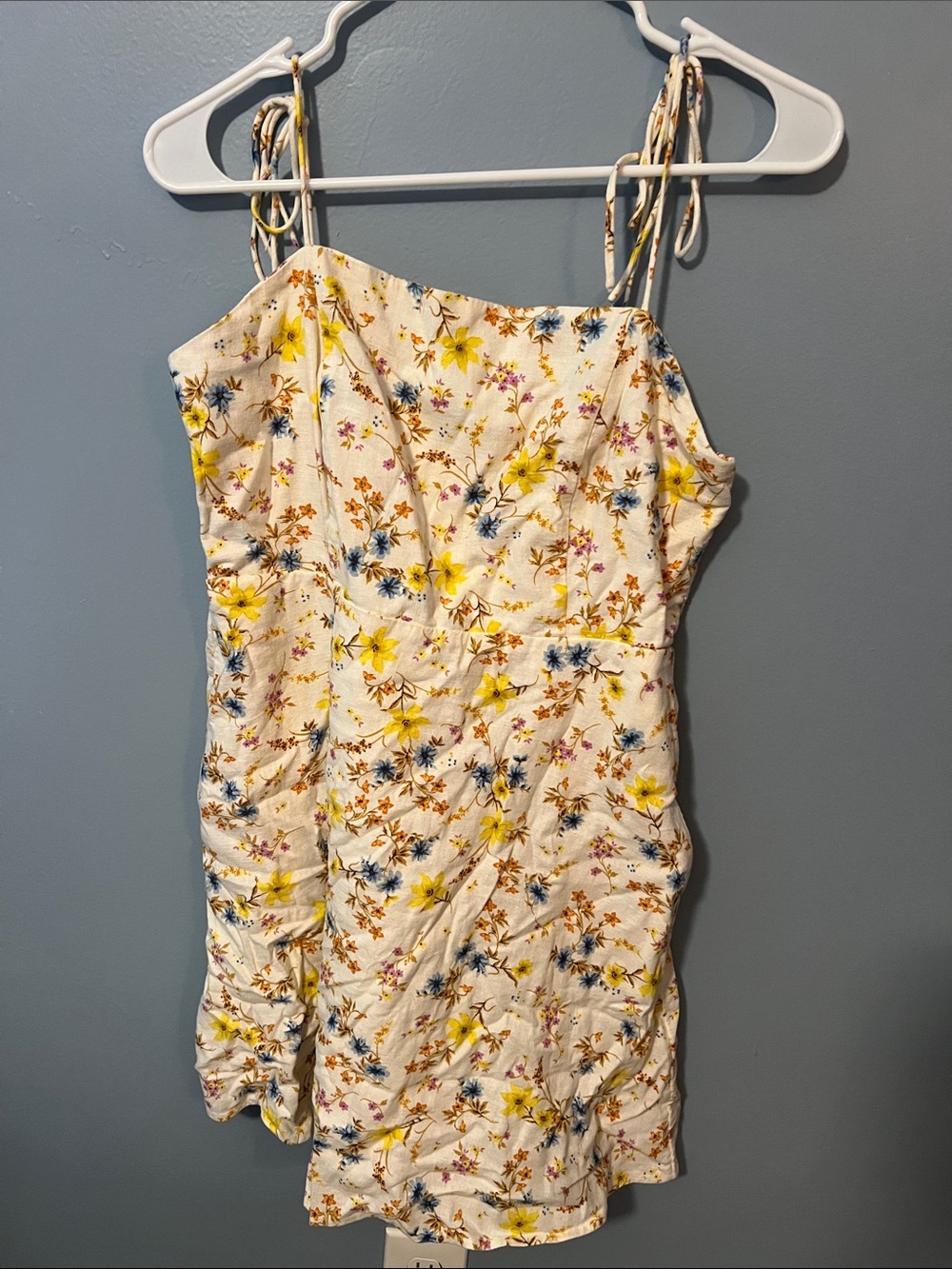 Old Navy White Floral Mini Dress with Yellow & Blue Flowers